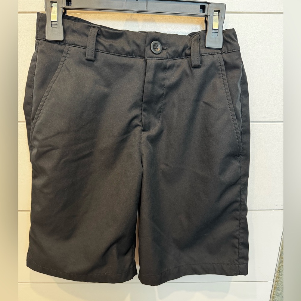 Under Armour Black Athletic Shorts with Gray Waistband Detail